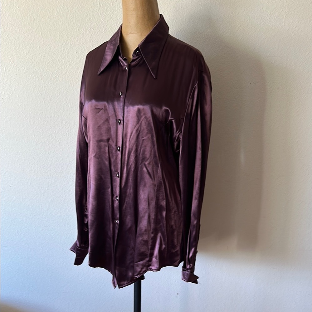 Double D Ranch Purple Satin Button Down Shirt